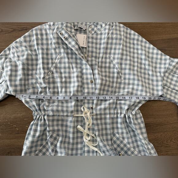 NWT English Factory Grey And White Gingham Checkered Balloon Sleeve Jacket Sz L - Picture 9 of 11